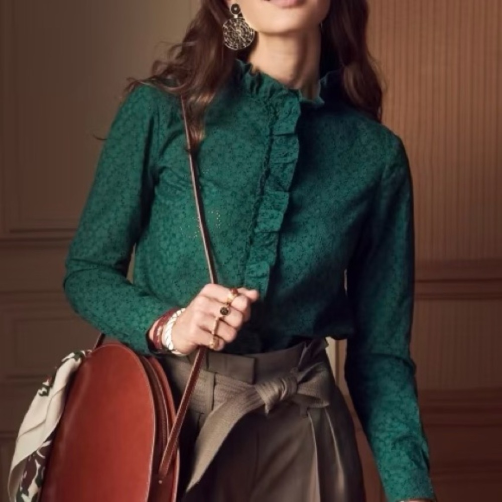 Sezane Green Solange Shirt